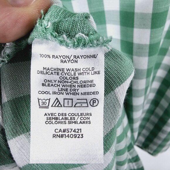 Loft Gingham Button Flare Dress Womens 16 Green White Cottage Country Western - Picture 4 of 13